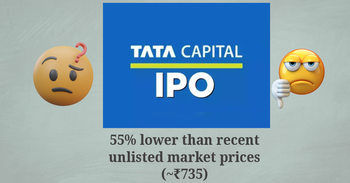 55% lower than recent unlisted market prices (~₹735)