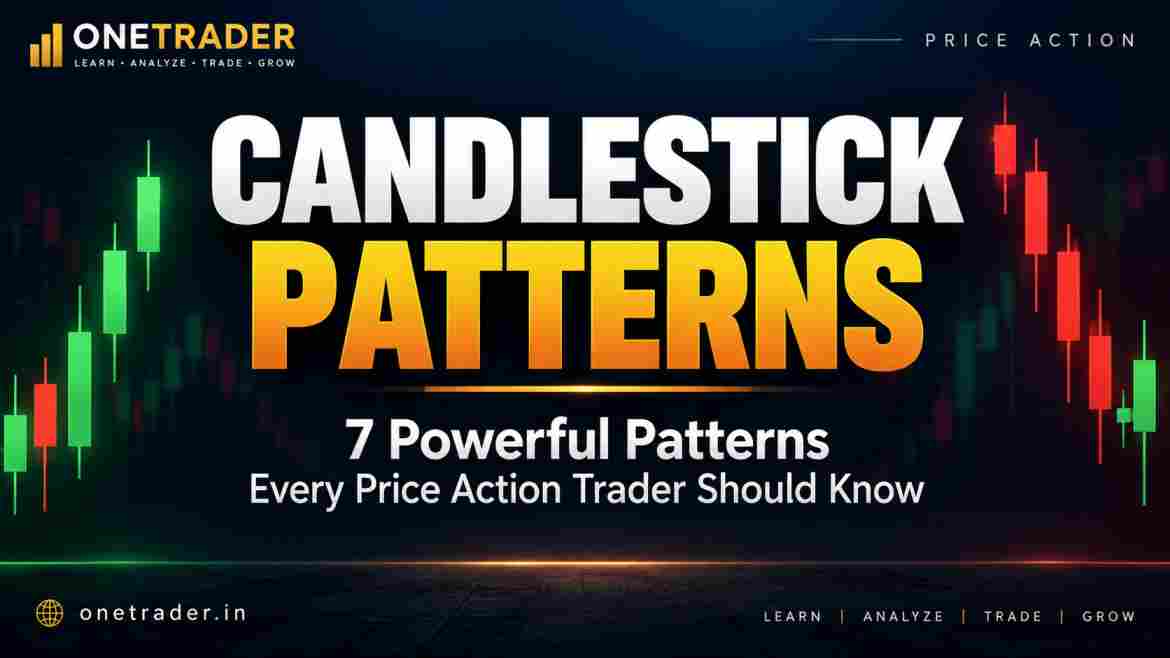 Candlestick patterns for price action trading showing bullish engulfing, bearish engulfing, hammer, shooting star, doji, inside bar and pin bar
