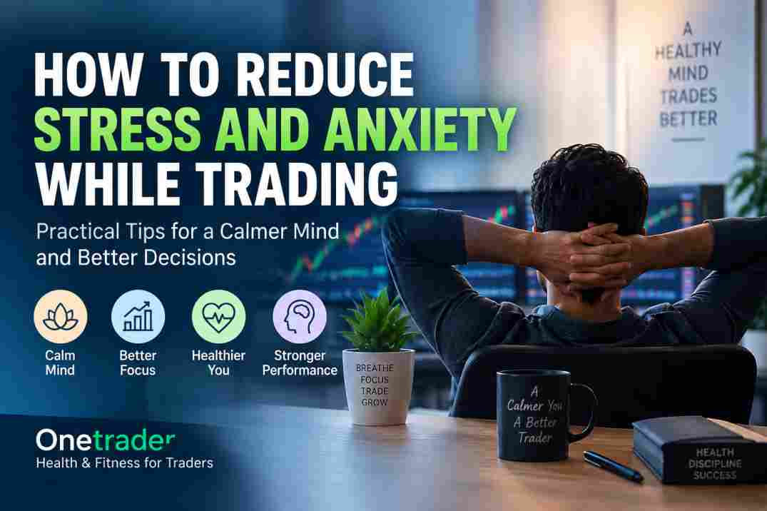 Trader managing stress and anxiety while analyzing financial markets