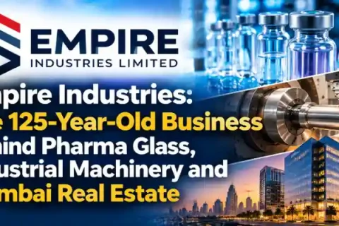 Empire Industries Limited business analysis featuring pharmaceutical glass packaging, industrial machinery, Mumbai commercial real estate and diversified business operations.