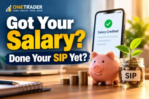 Salary credited notification with a reminder to complete the monthly SIP investment.