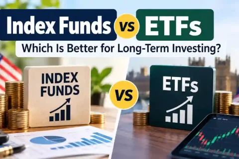 Index Funds vs ETFs comparison for long-term investors in the US and UK, covering investment costs, diversification, and tax considerations.