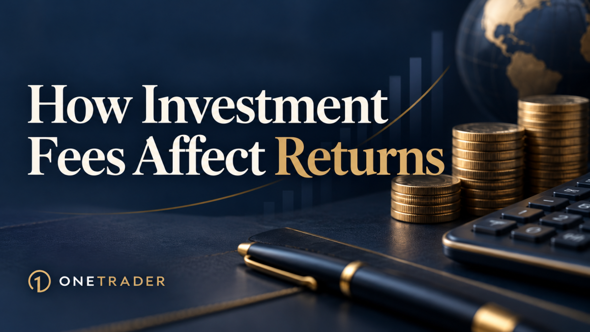 How investment fees affect returns, illustrated with coins and a calculator