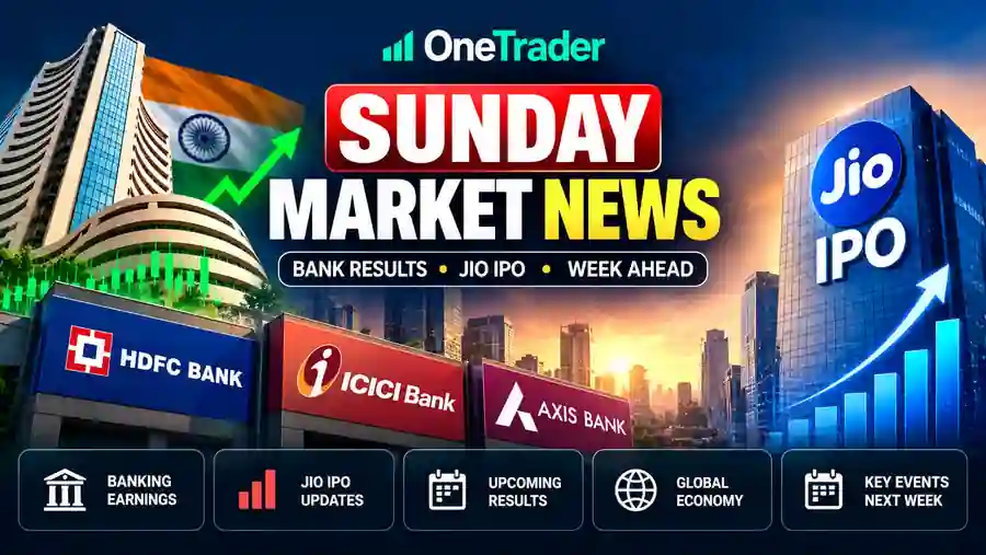Sunday market news October 18 2026 covering Indian bank earnings Jio Platforms IPO and upcoming stock market events