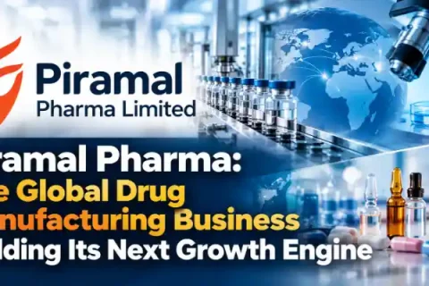 Piramal Pharma business analysis featuring global CDMO manufacturing, pharmaceutical research laboratories, Critical Care medicines and consumer healthcare growth.