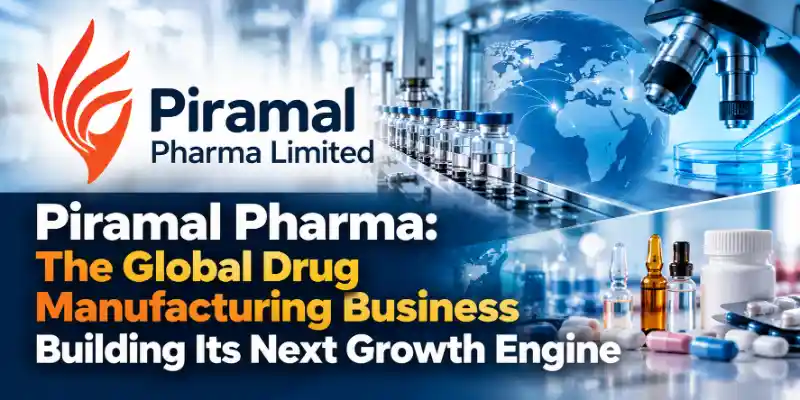 Piramal Pharma business analysis featuring global CDMO manufacturing, pharmaceutical research laboratories, Critical Care medicines and consumer healthcare growth.