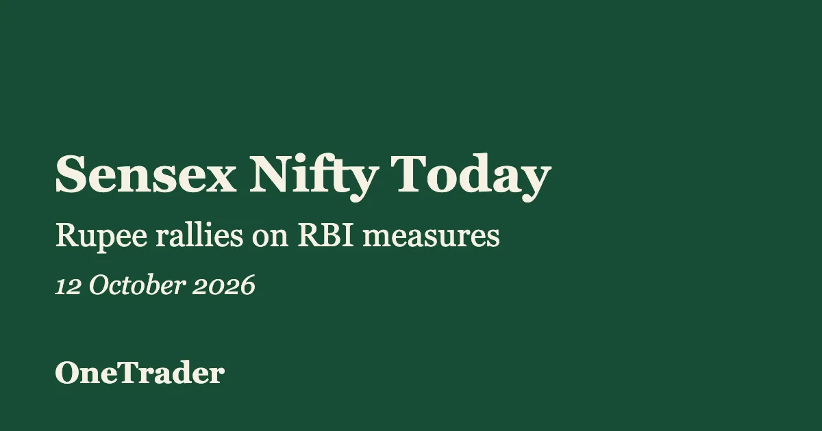 Sensex Nifty today: rupee rallies on RBI measures, 12 October 2026