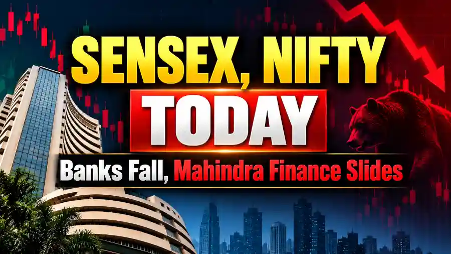 Sensex Nifty Today October 22 2026 – Indian markets decline as banking stocks and Mahindra Finance fall.