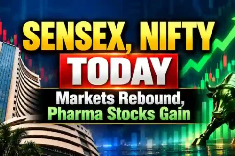 Sensex Nifty today October 26 2026 – Indian markets recover from early losses as pharma and banking stocks gain.