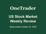 US stock market weekly review for the week ended October 23, 2026 on a green OneTrader banner