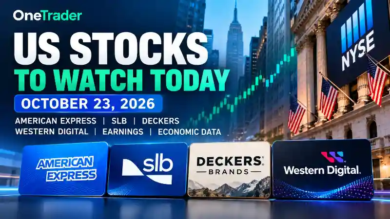 US stocks to watch today October 23 2026 featuring American Express, SLB, Deckers Outdoor and Western Digital
