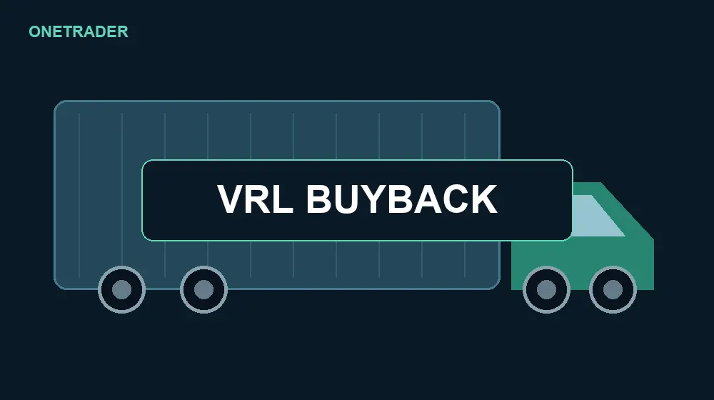 Onetrader VRL buyback headline centered over a freight truck illustration